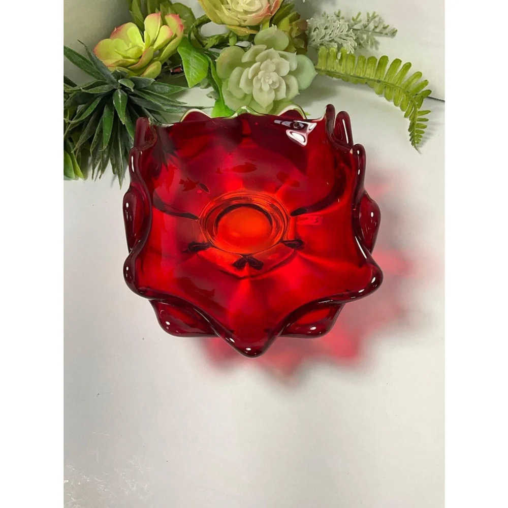 Viking Vintage Ruby Red Georgian Glass Dish